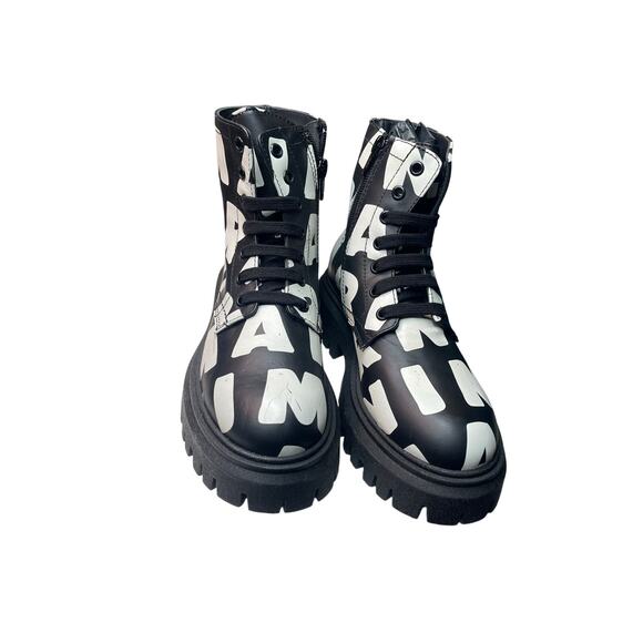 Marni Kids Logo Print Combat Boots NWT size 34 - Picture 2 of 5